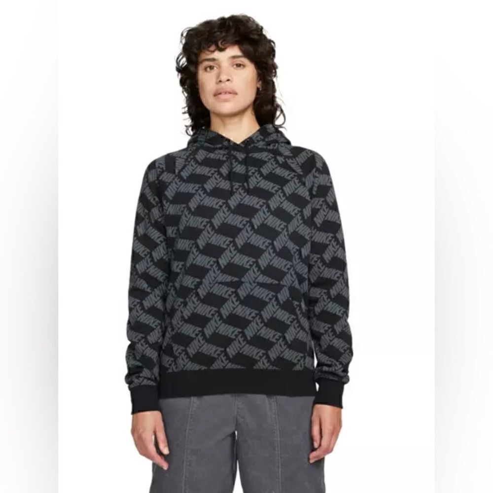 Nike Women's All Over Print Hoodie Sweatshirt Black